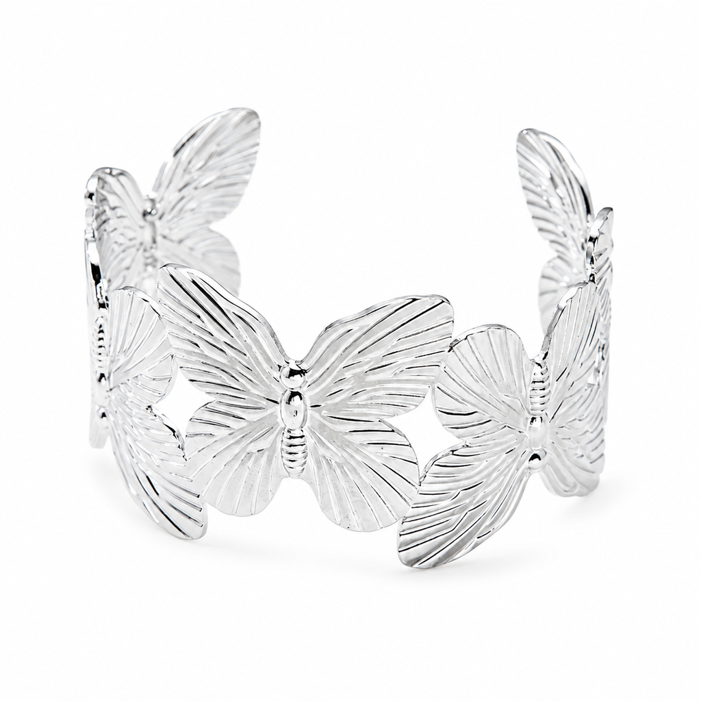 Silver Bloom Butterfly Cuff