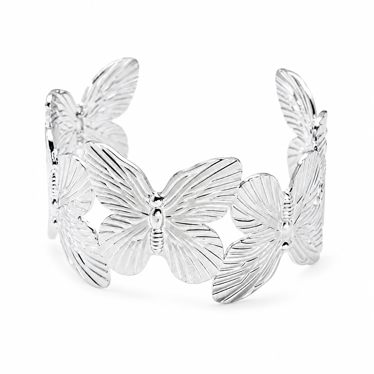 Silver Bloom Butterfly Cuff