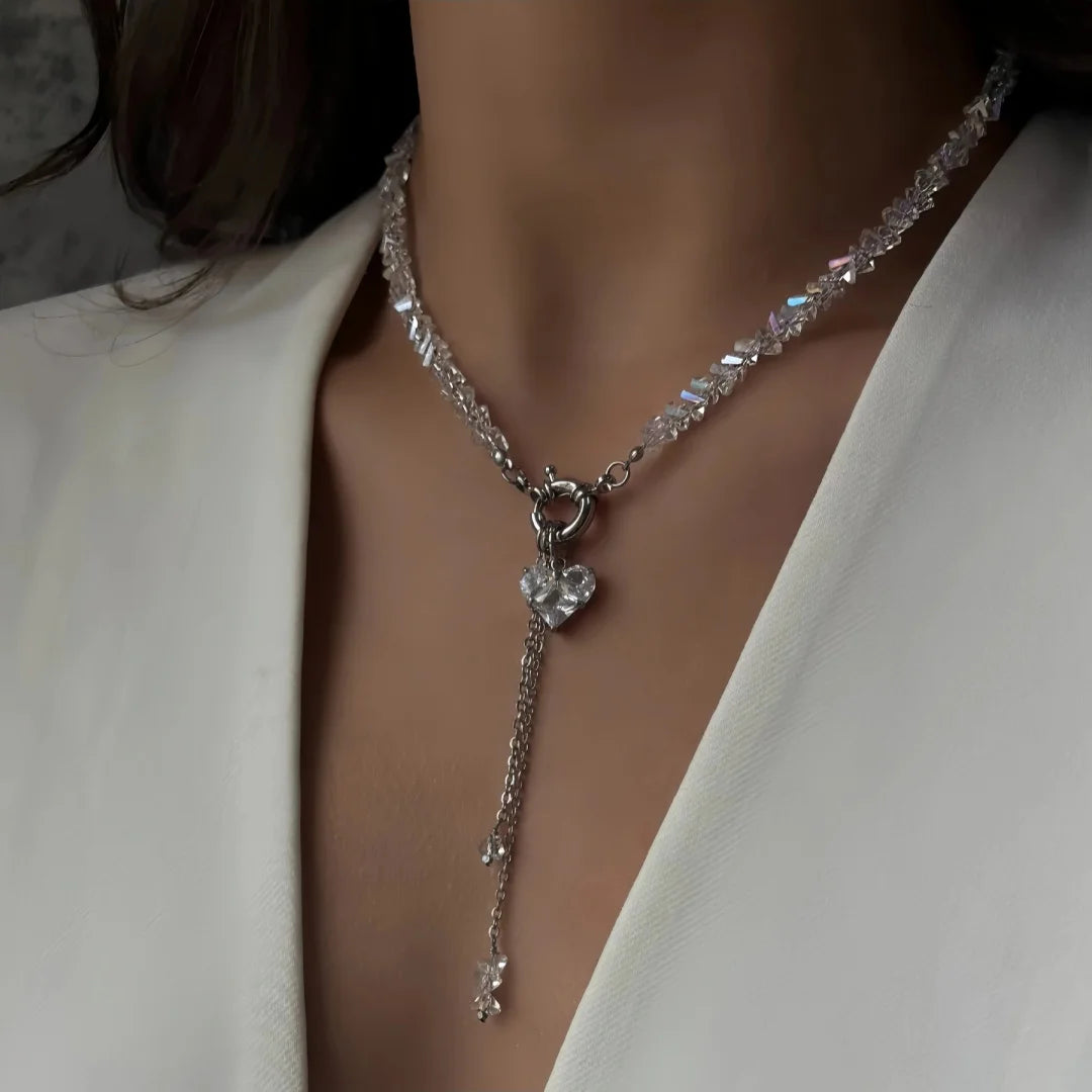 Crystal Heart Drop Necklace