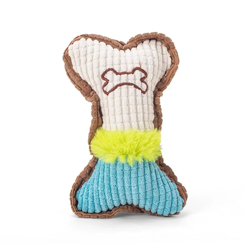 Plush Dog Squeaky Toy Bone