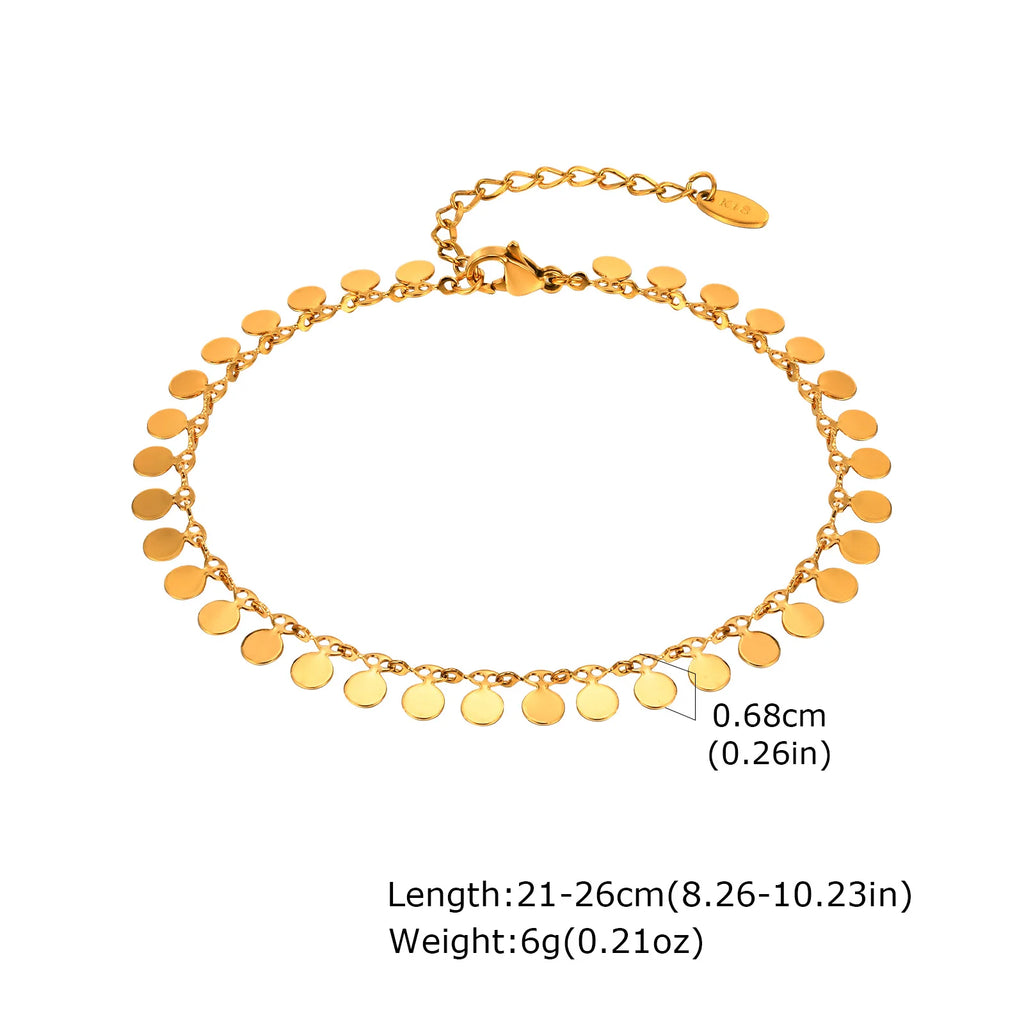 Full-gloss Disc Tassel Anklet