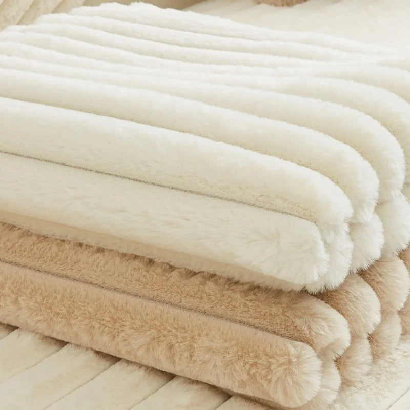 Plush Stripe Sofa Cover