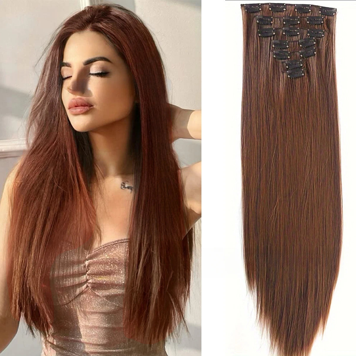 Long Straight 7 Clips Hair Extensions