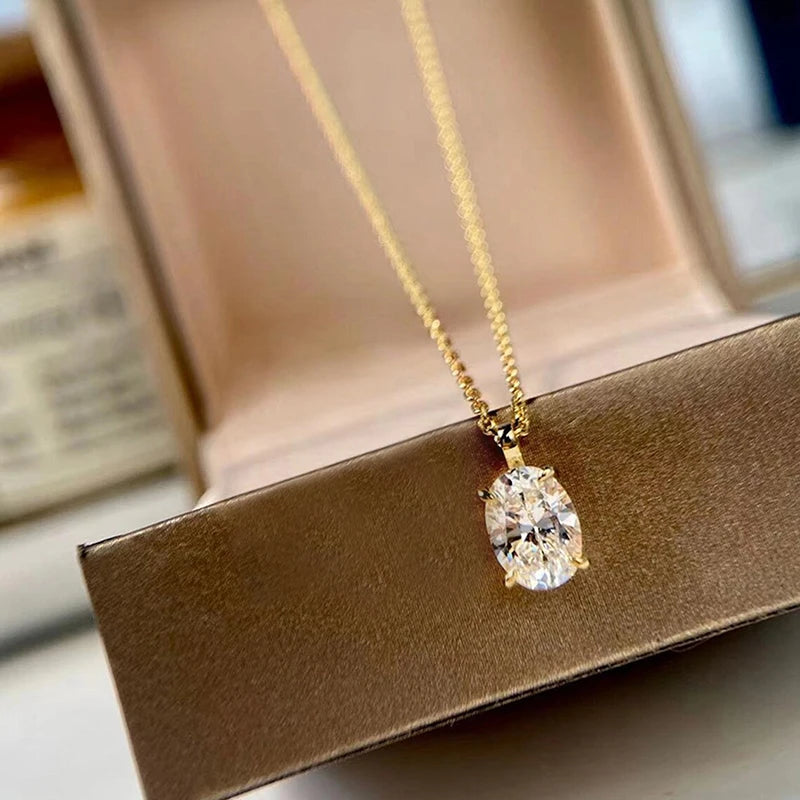 Oval Zircon Pendant Necklace
