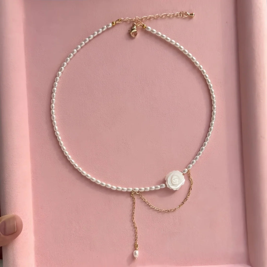 Minimal Pearl Tassel Necklace