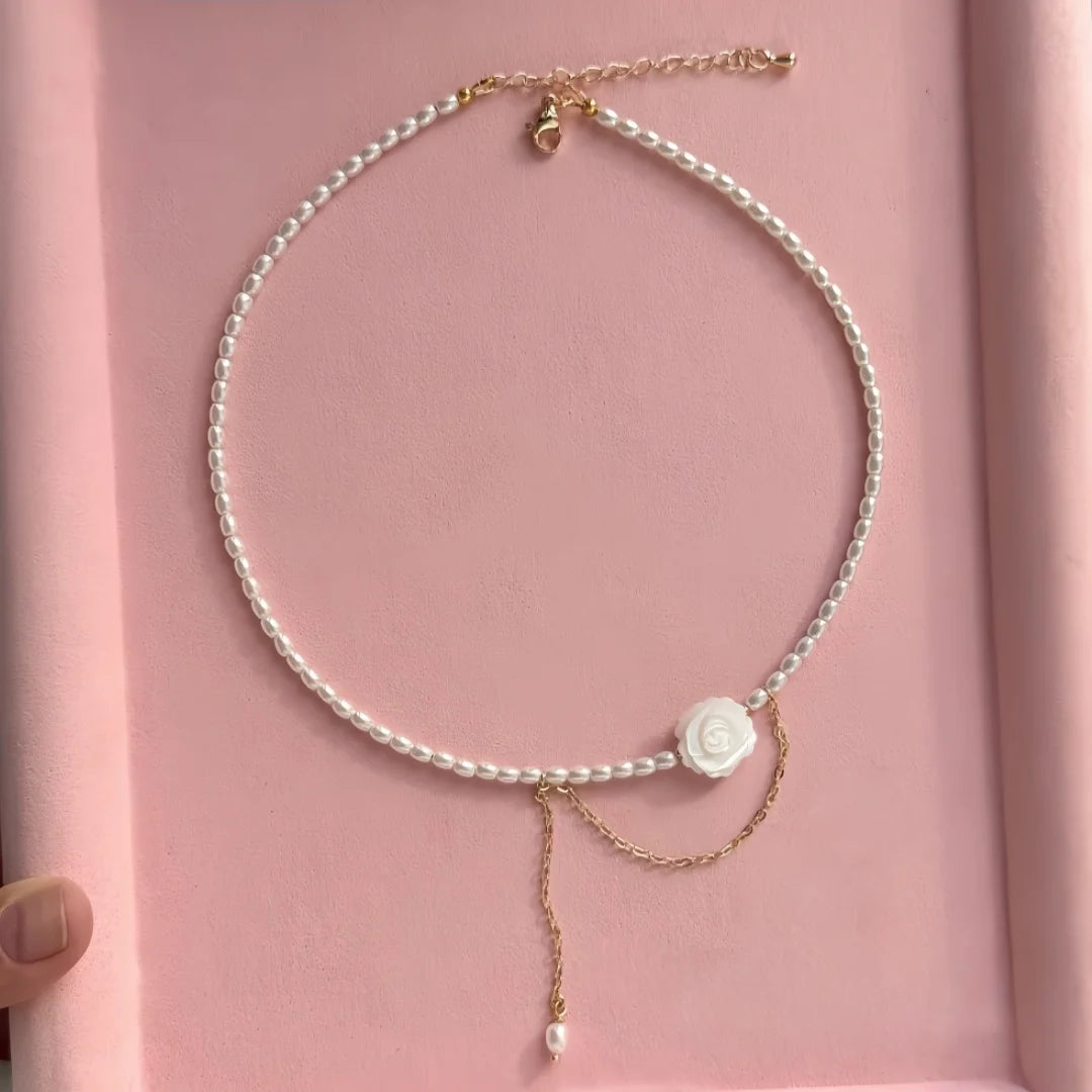 Minimal Pearl Tassel Necklace