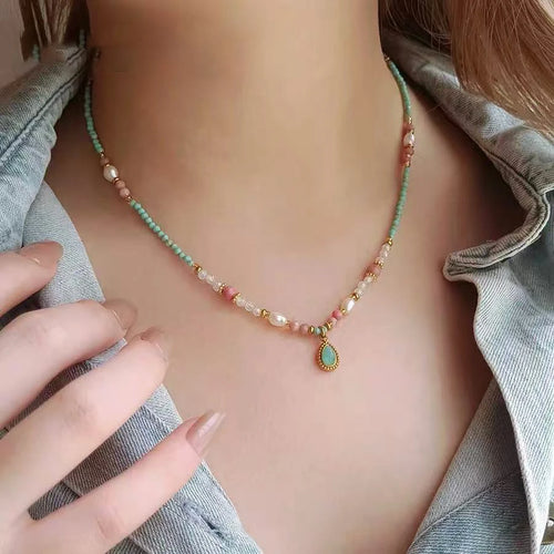 Aqua Pearl Necklace