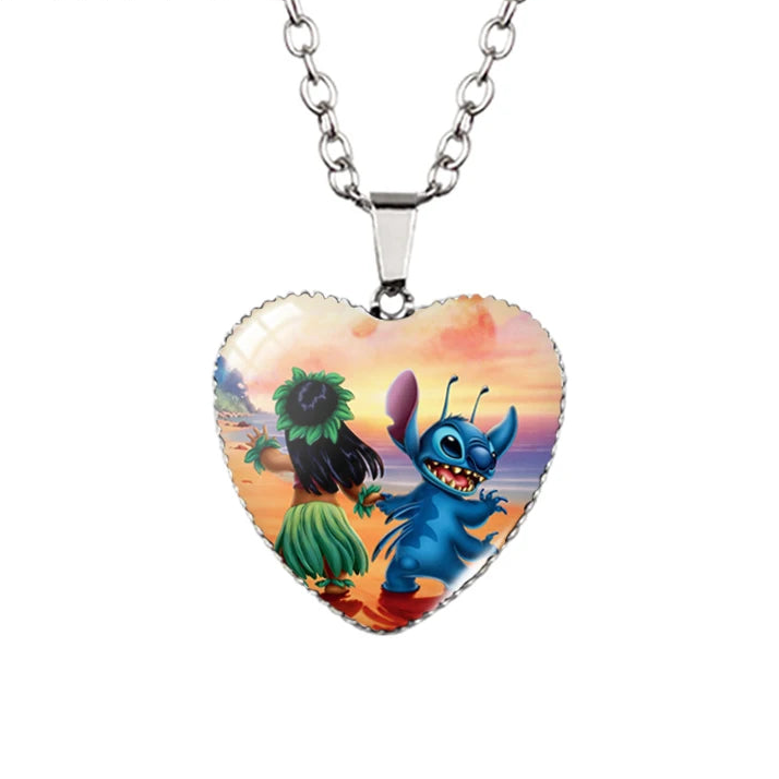 Lilo Stitch Angle Heart Necklace