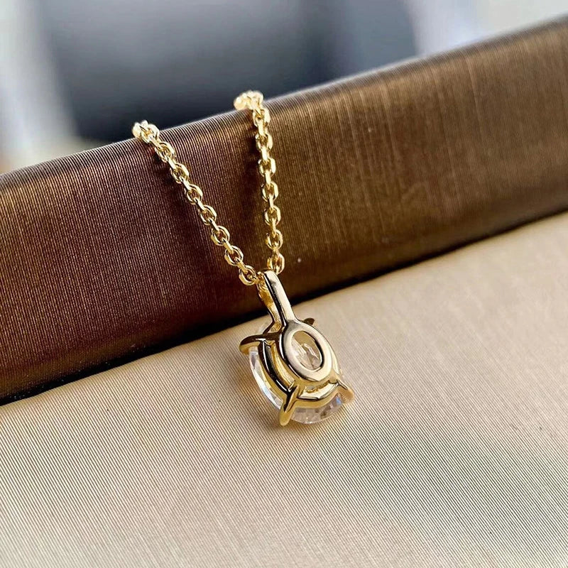 Oval Zircon Pendant Necklace