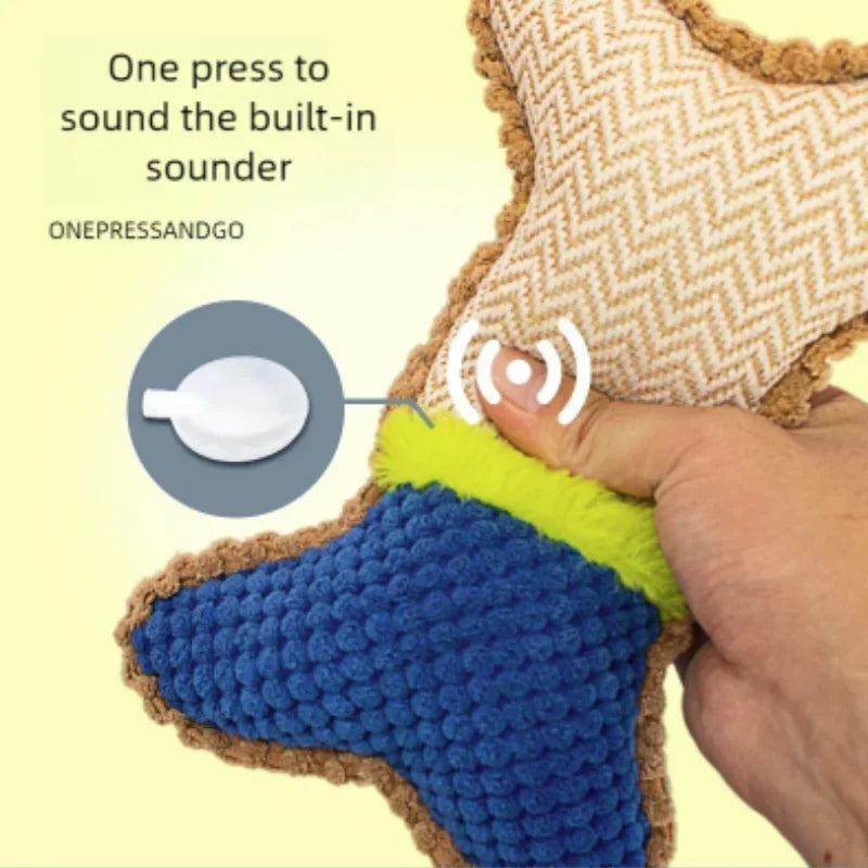 Plush Dog Squeaky Toy Bone