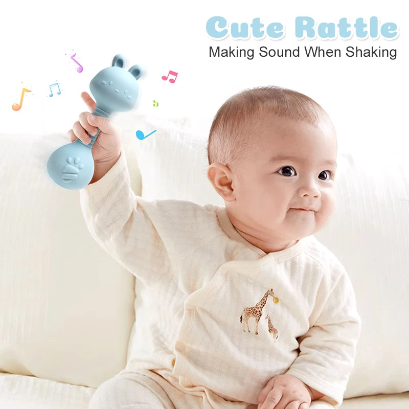 Food-Grade Baby Bunny Silicone Rattle Teether