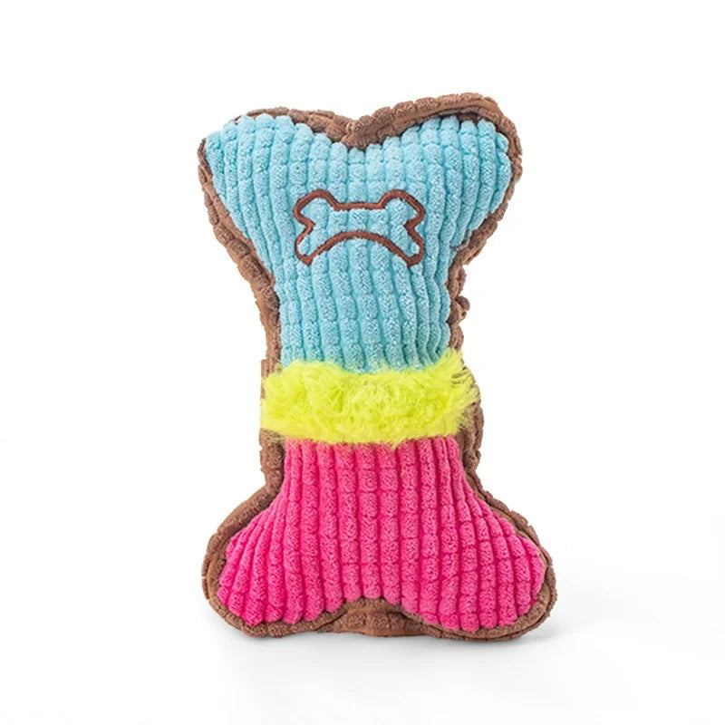 Plush Dog Squeaky Toy Bone