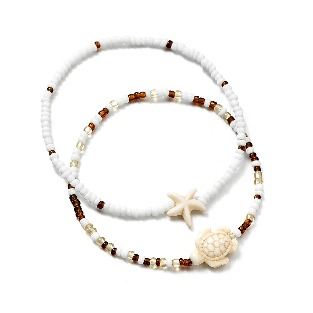Boho Turtle & Starfish Anklet