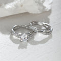 Elegant Zircon Wedding Ring Set for Women - Gold & Silver