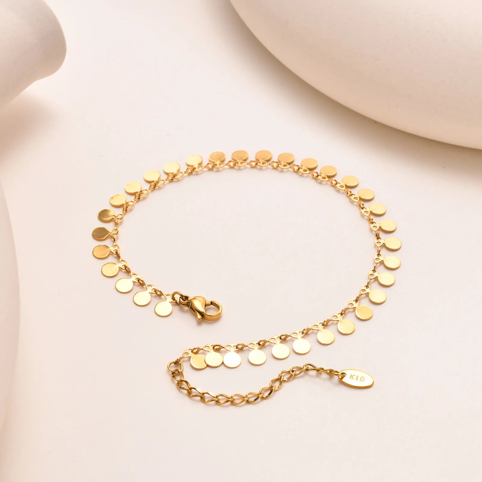 Full-gloss Disc Tassel Anklet
