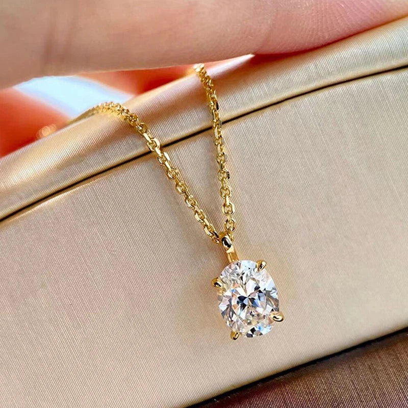 Oval Zircon Pendant Necklace