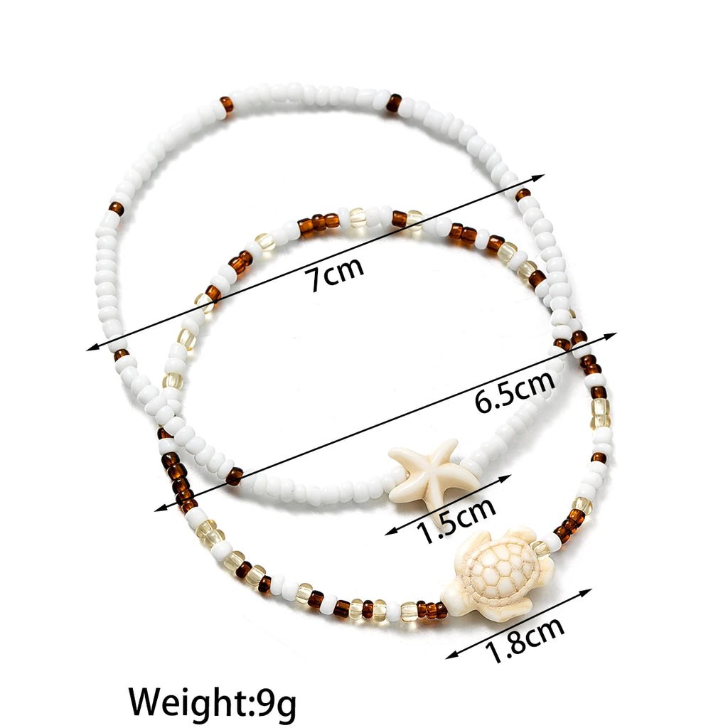 Boho Turtle & Starfish Anklet