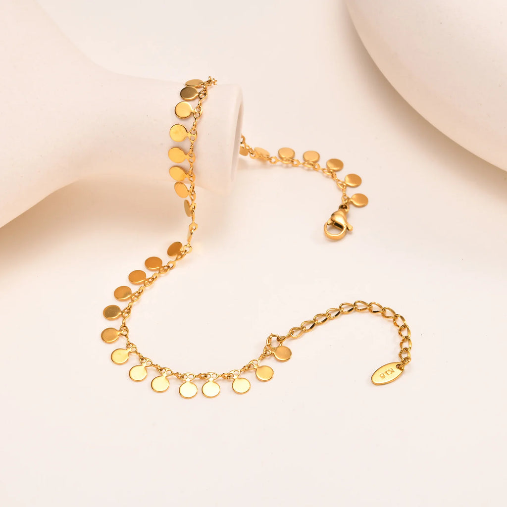 Full-gloss Disc Tassel Anklet