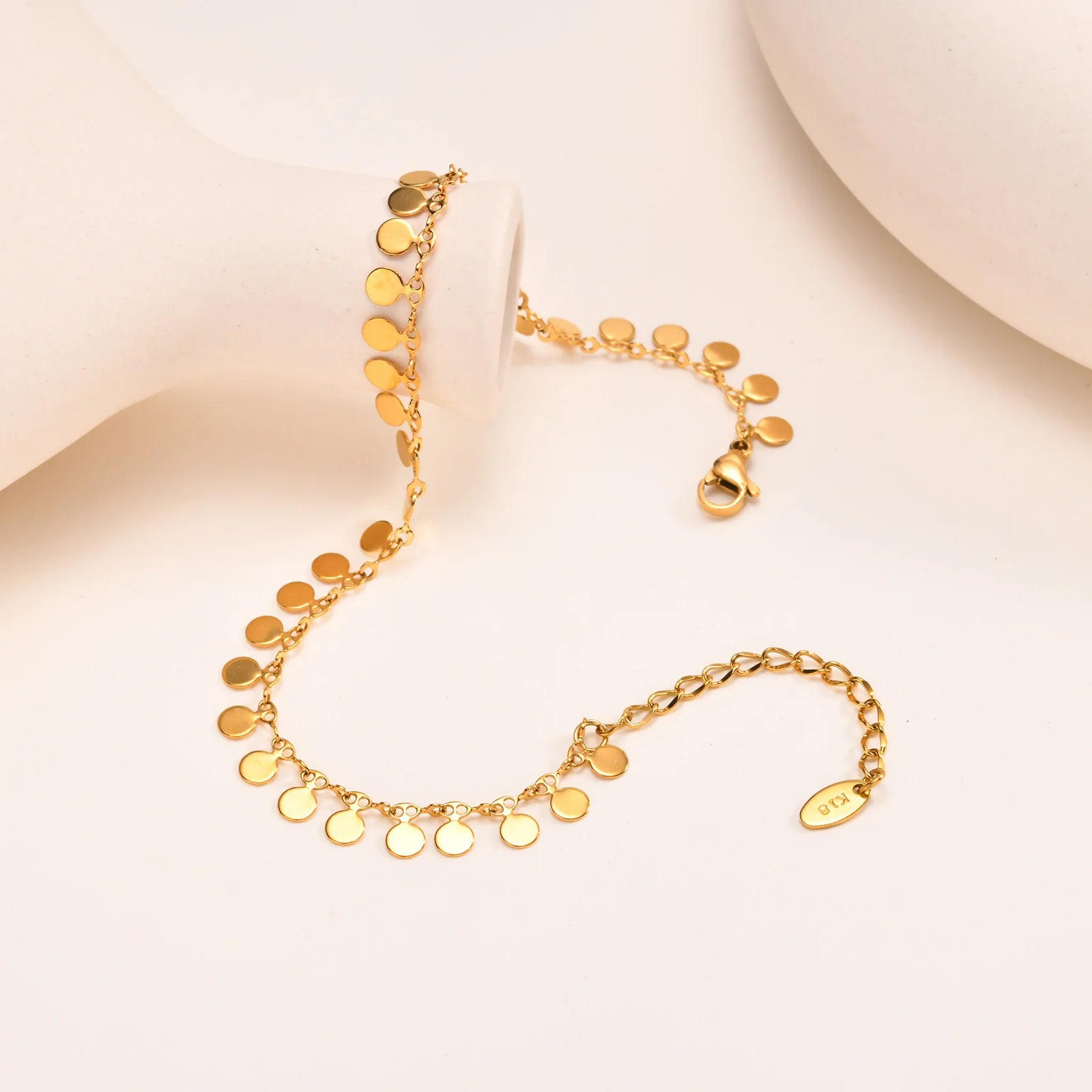 Full-gloss Disc Tassel Anklet