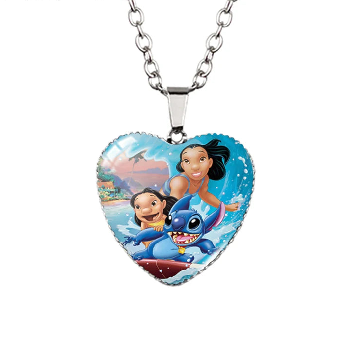 Lilo Stitch Angle Heart Necklace
