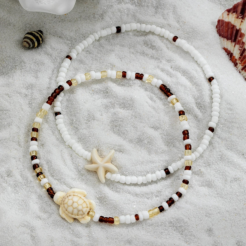 Boho Turtle & Starfish Anklet