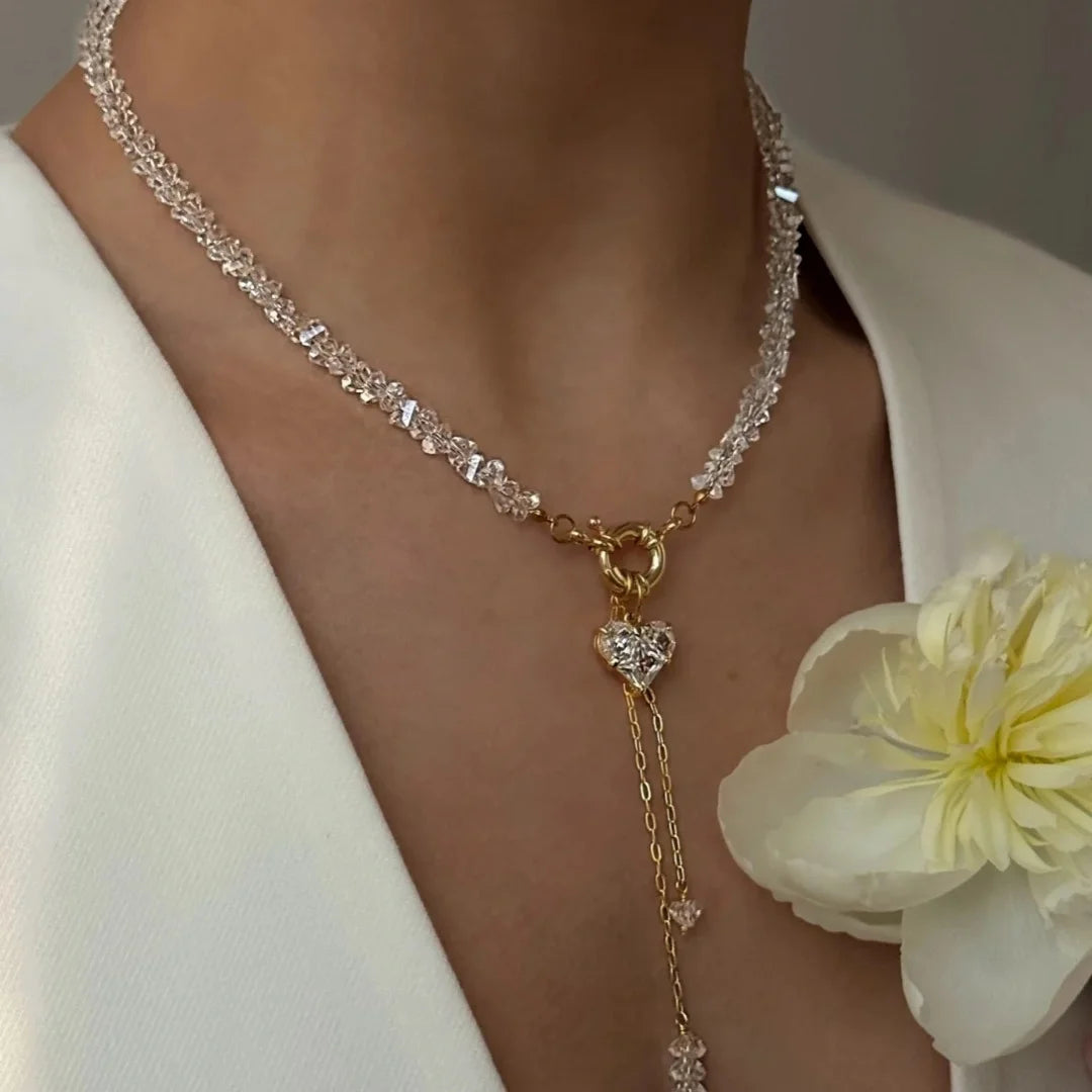 Crystal Heart Drop Necklace