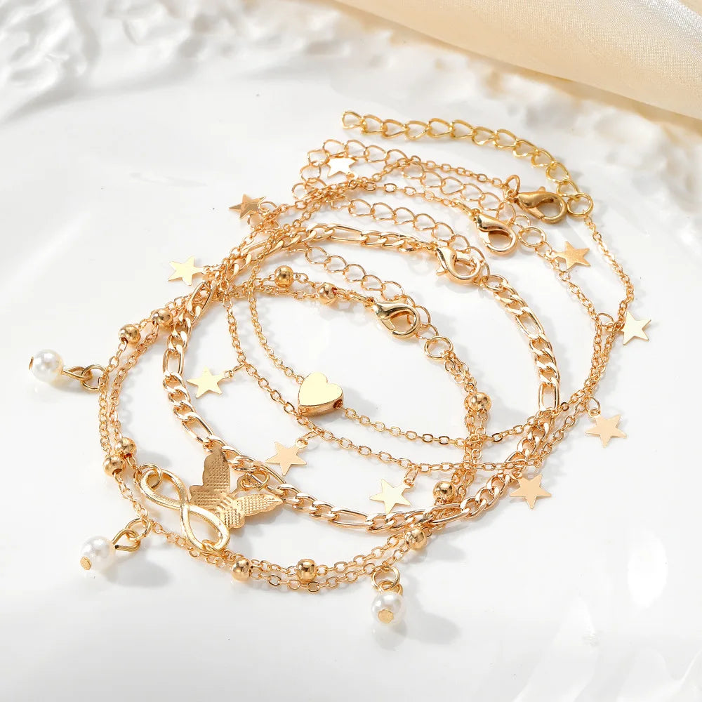 Gold Color Vintage Anklet Set