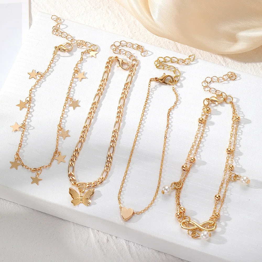 Gold Color Vintage Anklet Set