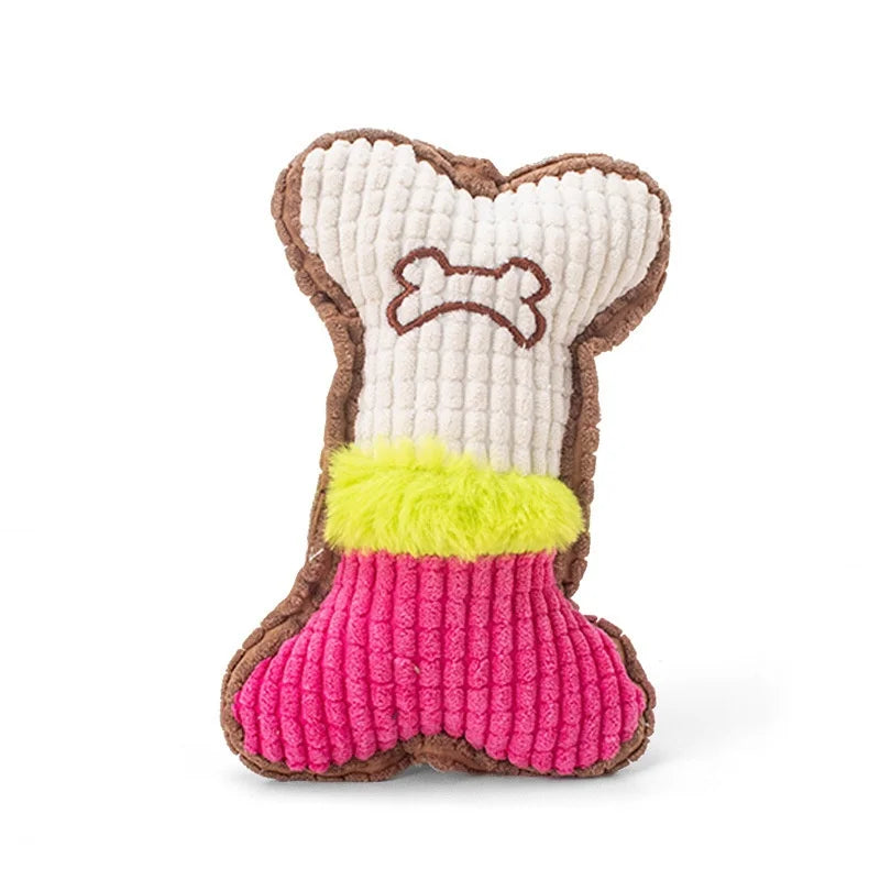 Plush Dog Squeaky Toy Bone